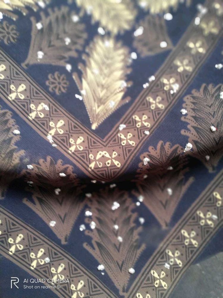 Elegant Black Saree With White Stones On Pallu