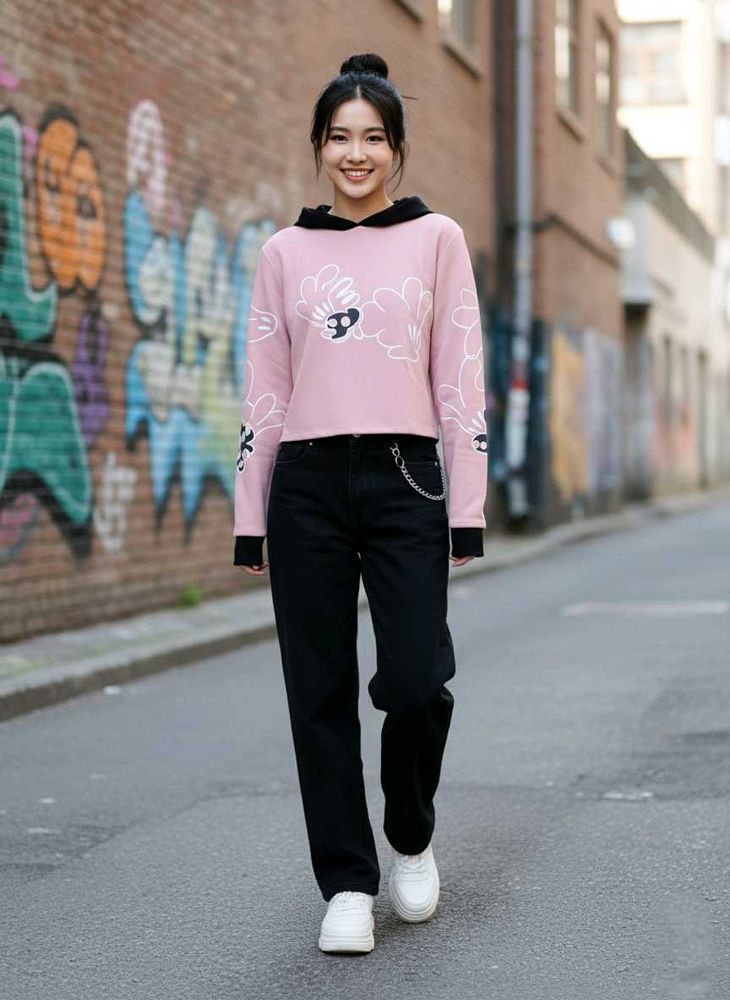 Pink/Peach crop Hoodie 🩷