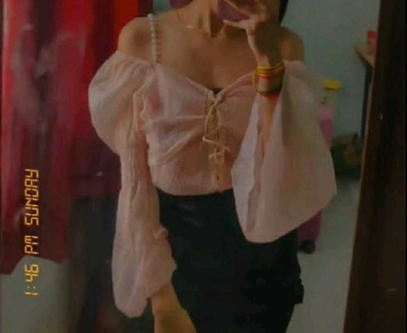 Off-Shoulder Blouse with Bell Sleeves