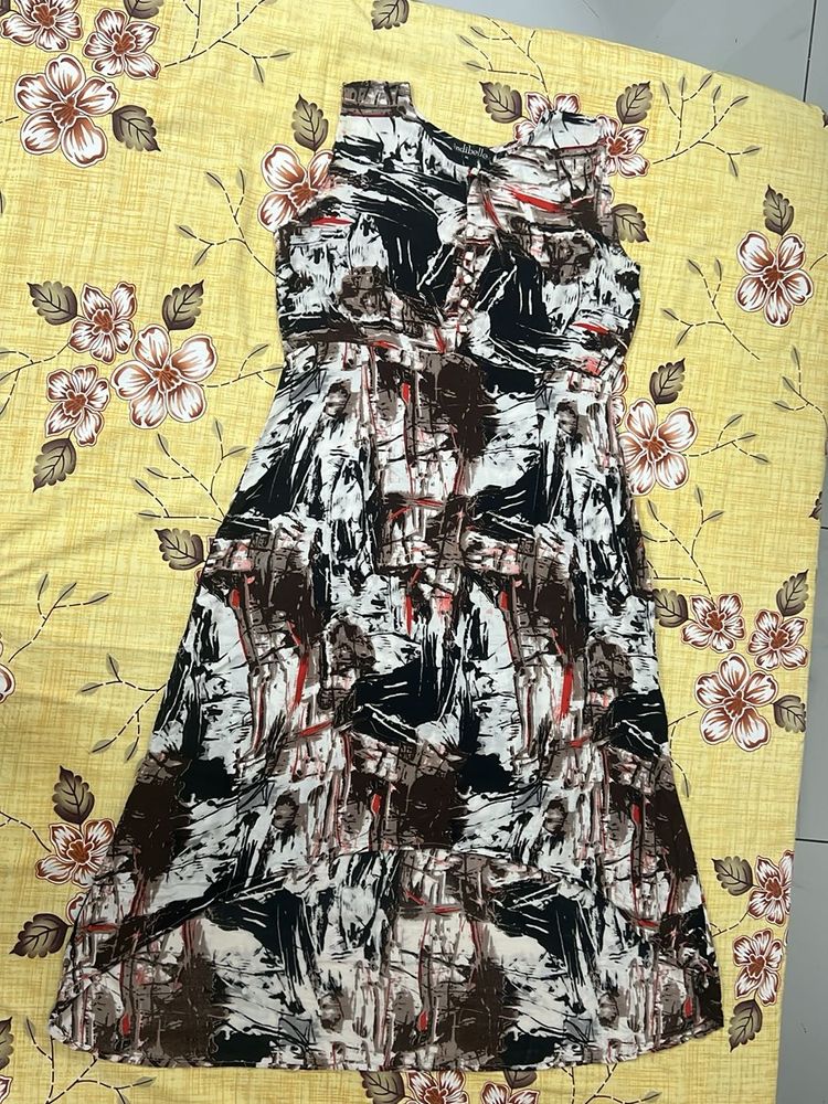 Abstract Print Sleeveless A Line Kurta
