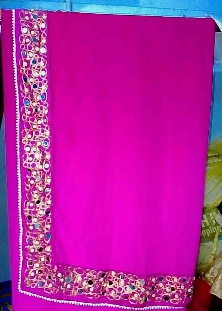 Pink Mirrorwork Saree