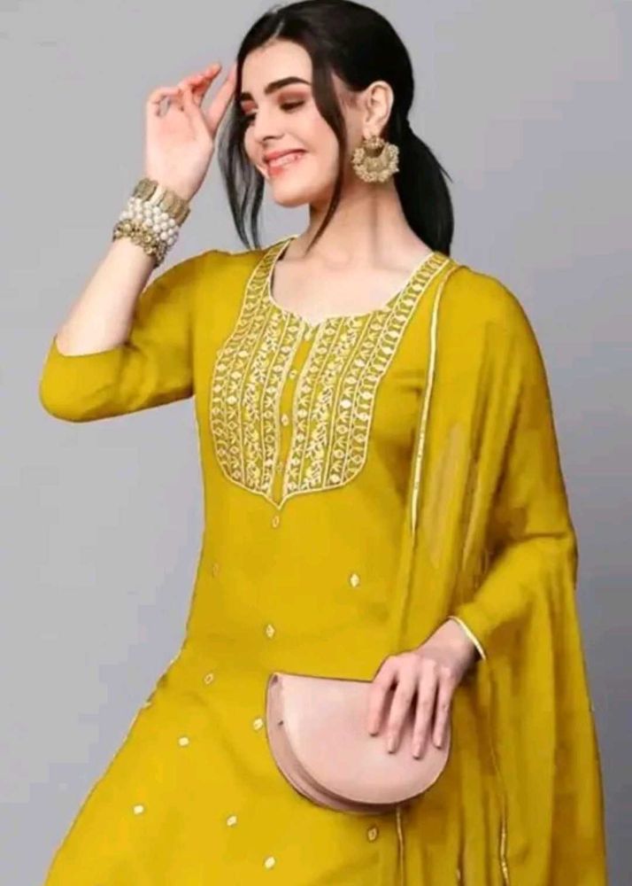 Elegant Mustard Yellow Kurti set with Dupatta