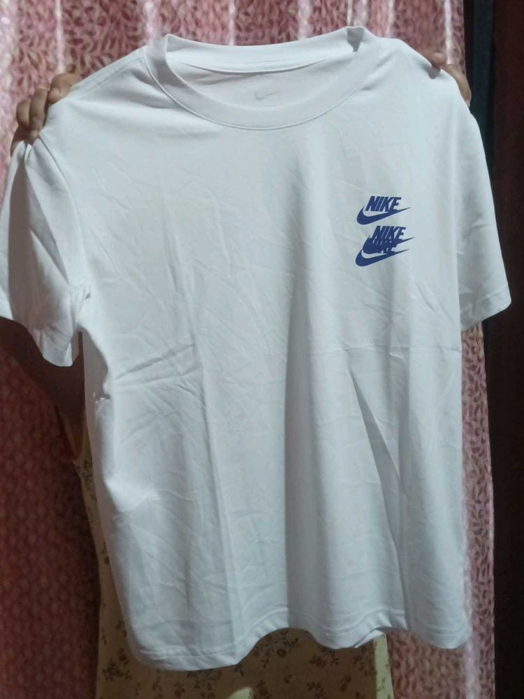 Nike Double Logo White Tee - Size M