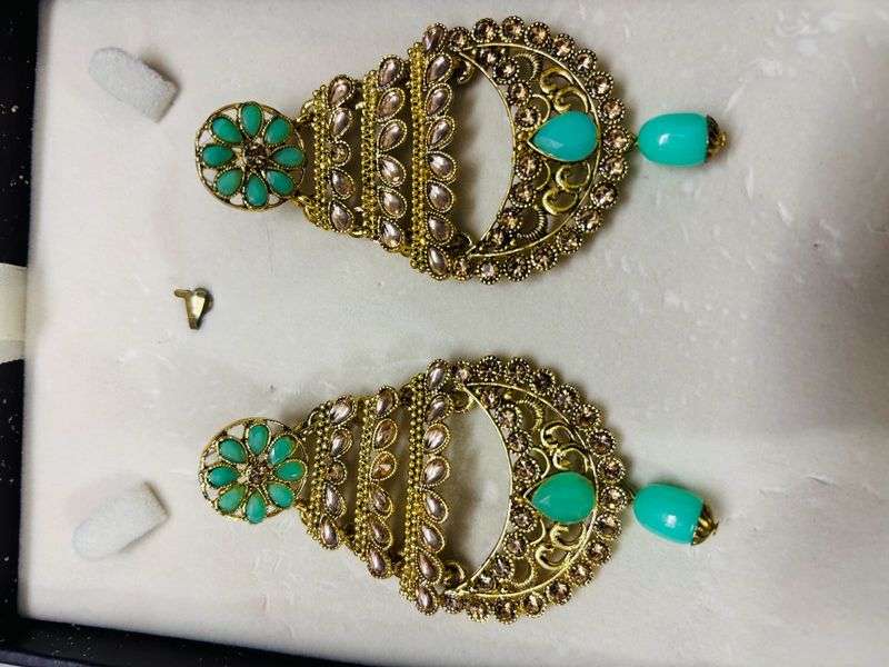 Gold &amp; Turquoise Statement Earrings