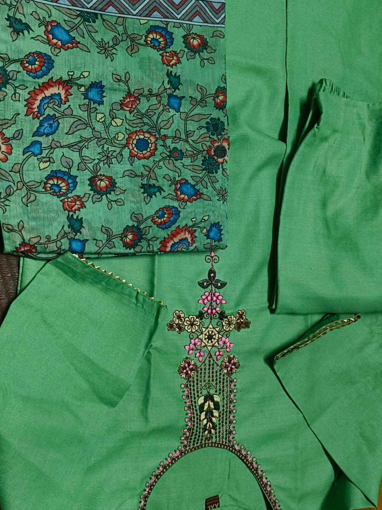 Green Embroidered Kurta Set