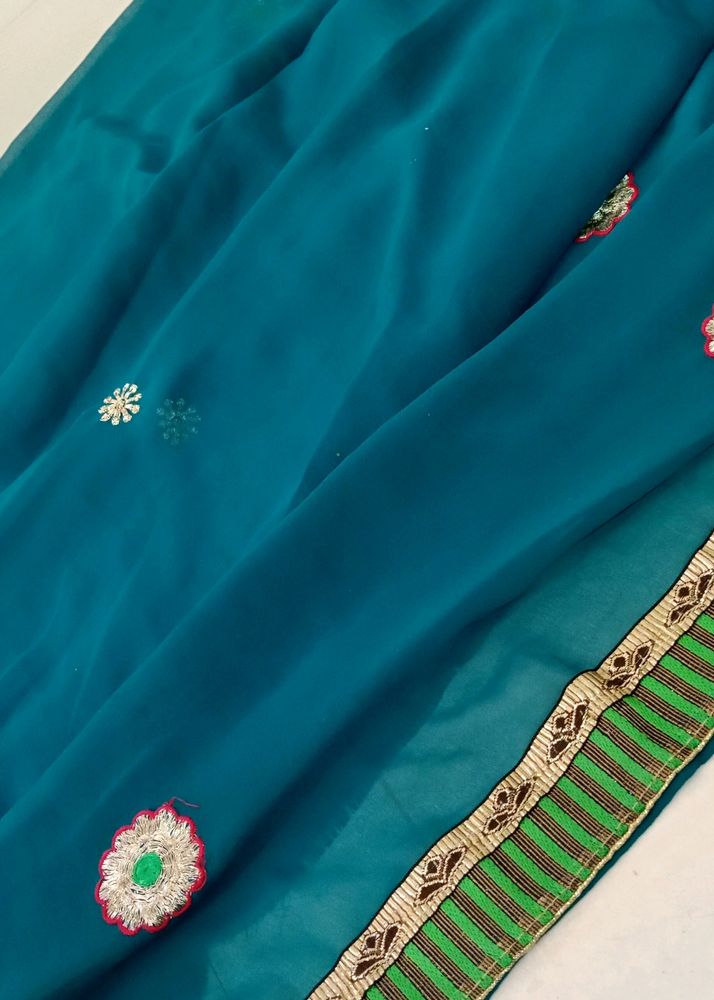 Dark Sea Green Saree