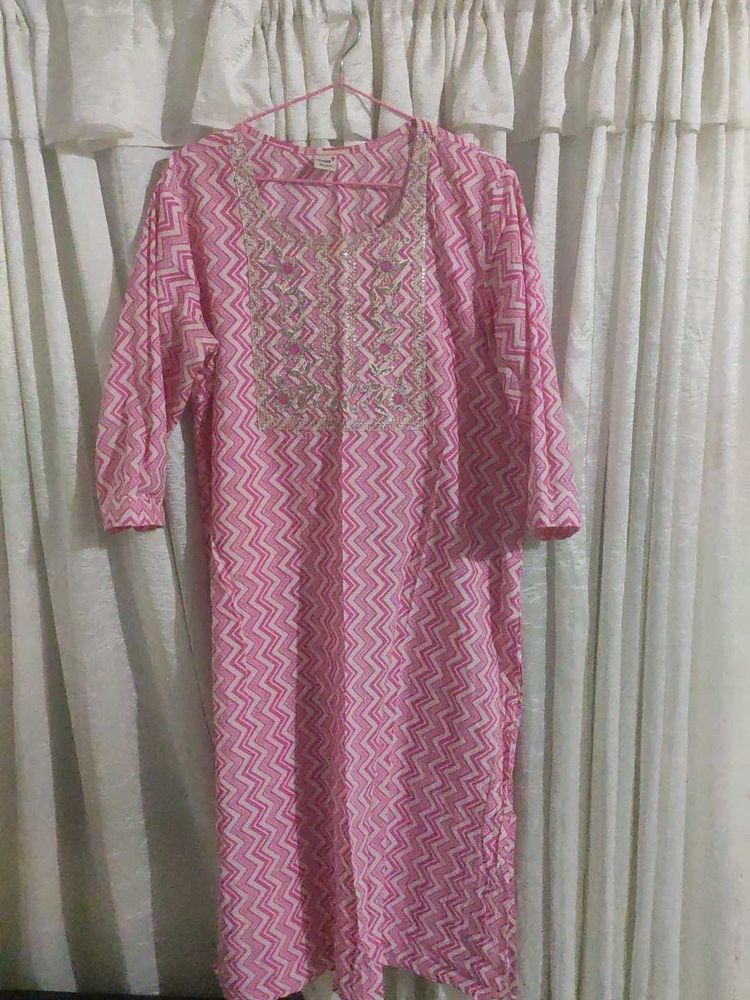 Pink Embroidered Kurta