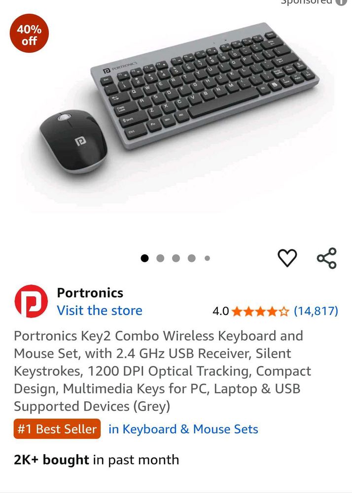 Portronics Wireless Keyboard &amp; Mouse