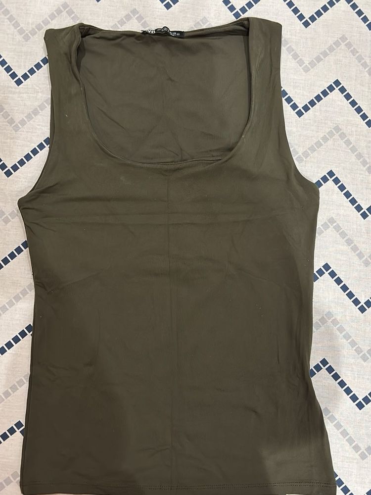 Olive Colour sleeveless Top