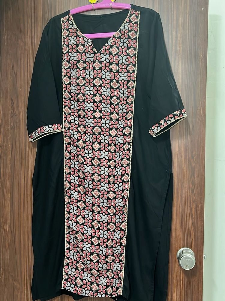 Printed Black Kurta