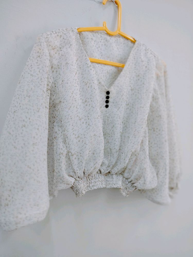 White V Neck Korean Top
