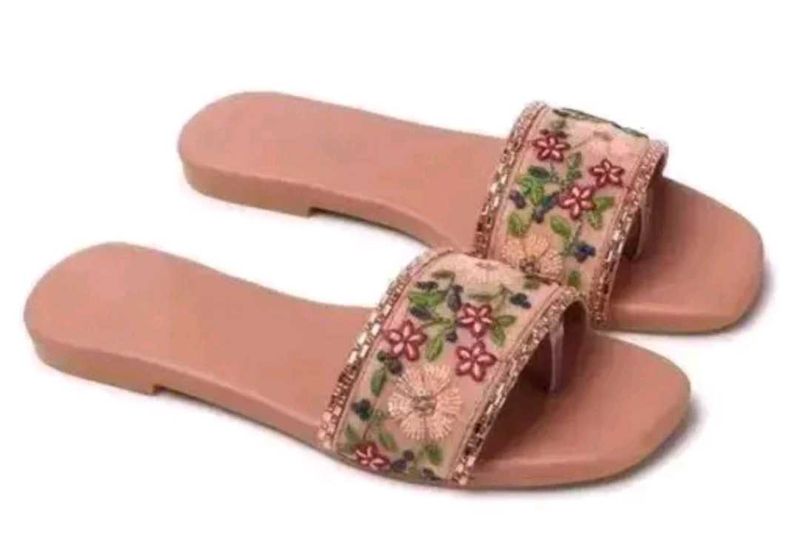 Floral Embroidered Flat Sandals