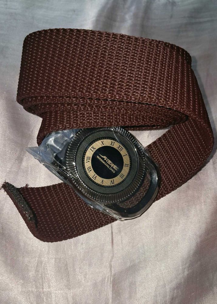 Men Formal, Casual, Party,Brown Nylon Belt