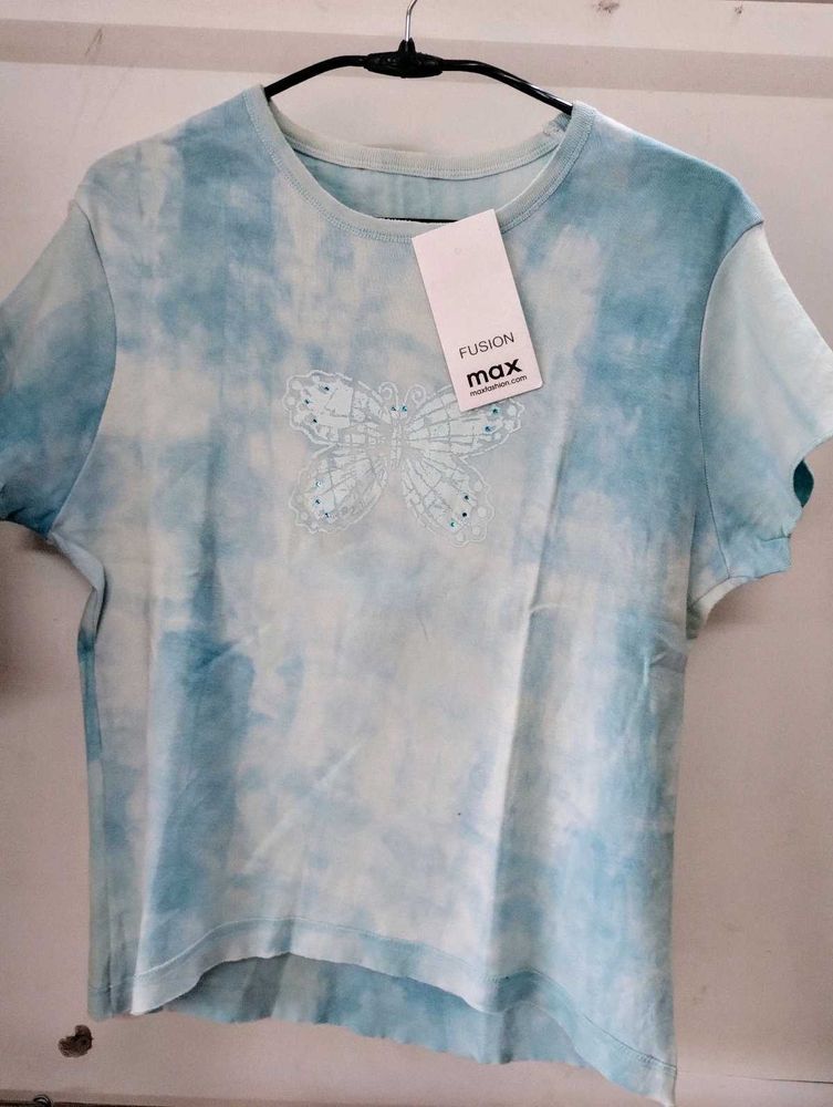 Blue Tie-Dye Butterfly Tee