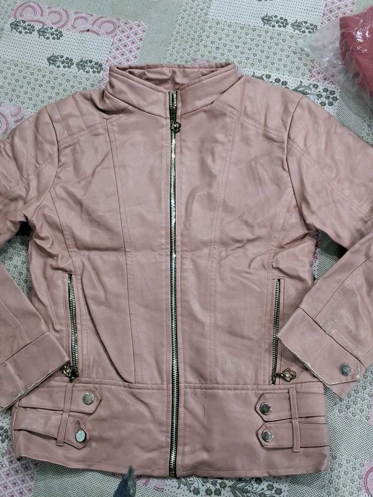 leather peach colour jacket