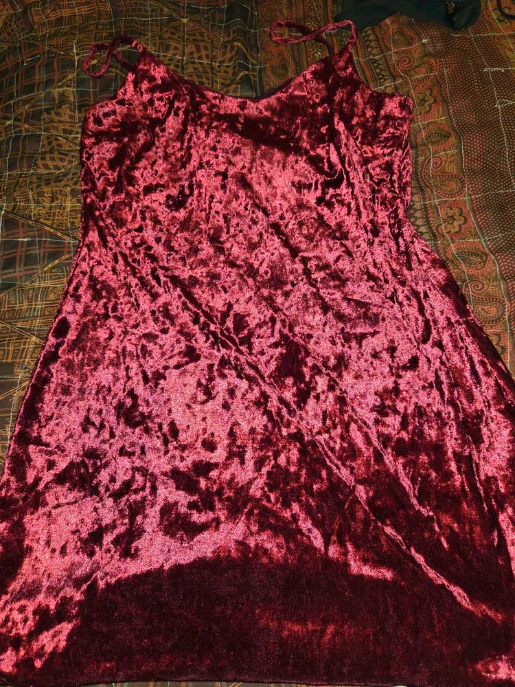 Maroon Velvet Dress