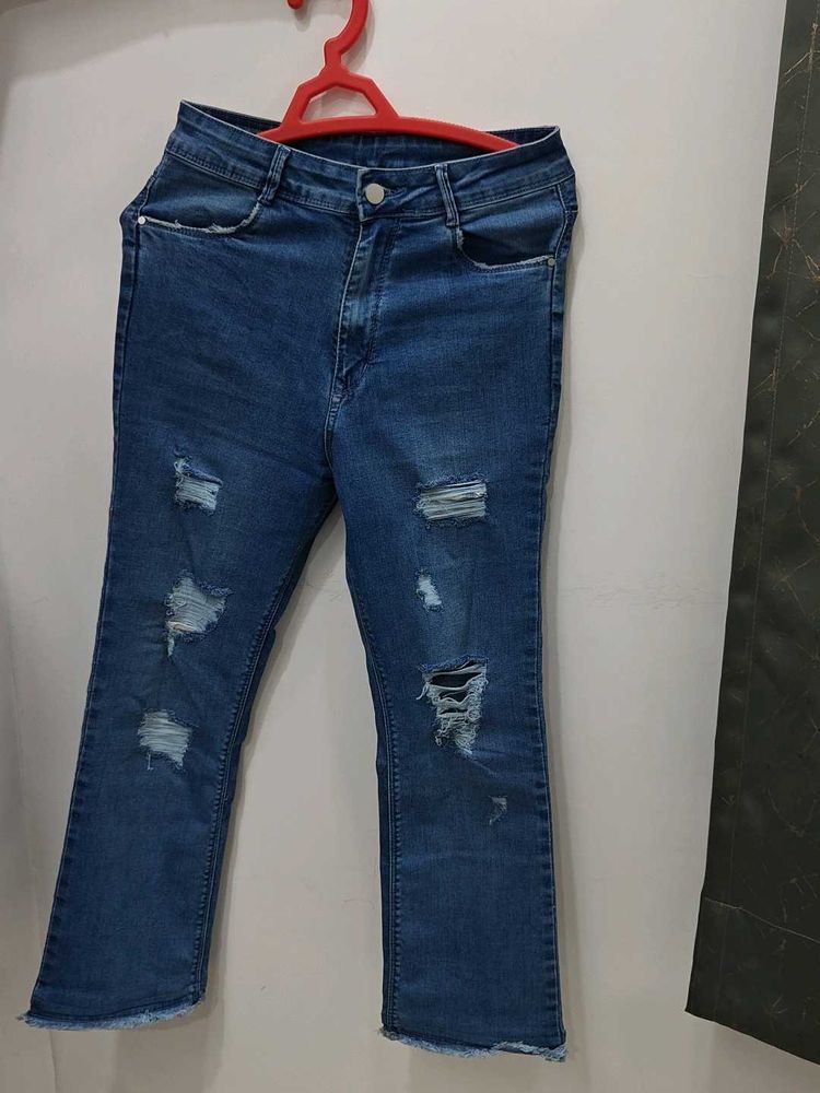 Ripped Hem Jeans