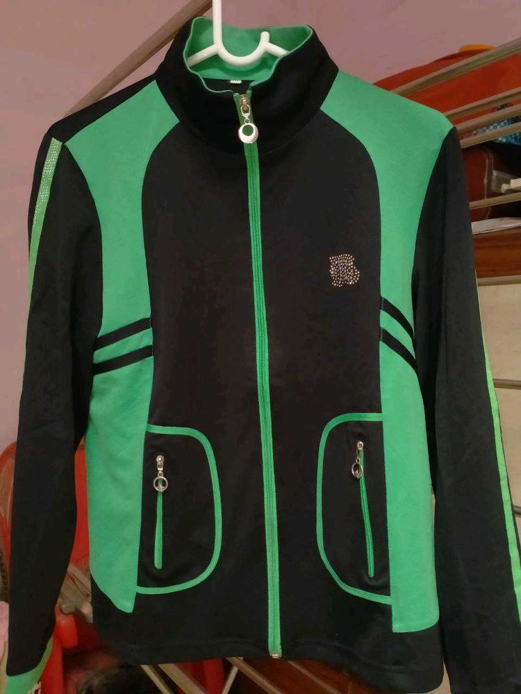 Sporty Green &amp; Black Track Jacket