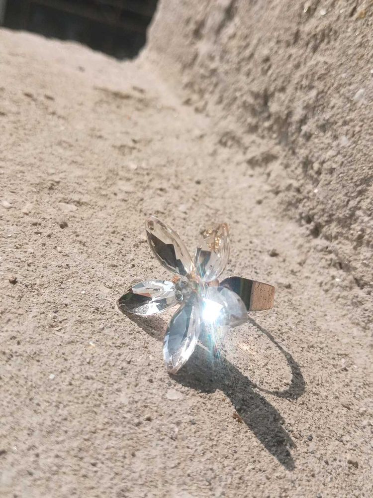 Crystal Flower Ring Set Of 4