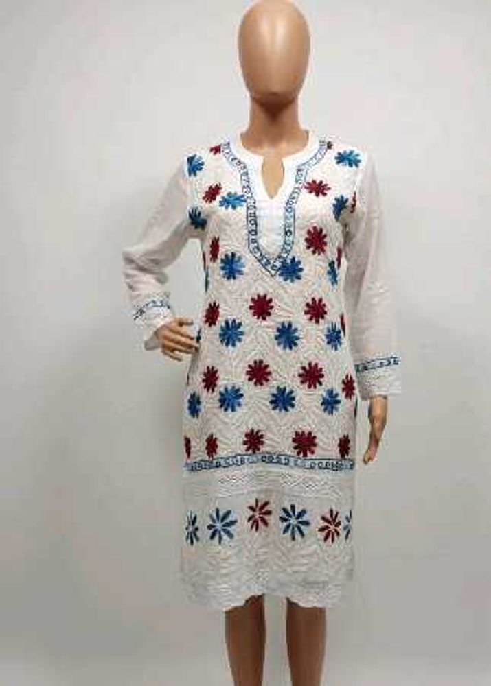 Elegant Embroidered White Kurti