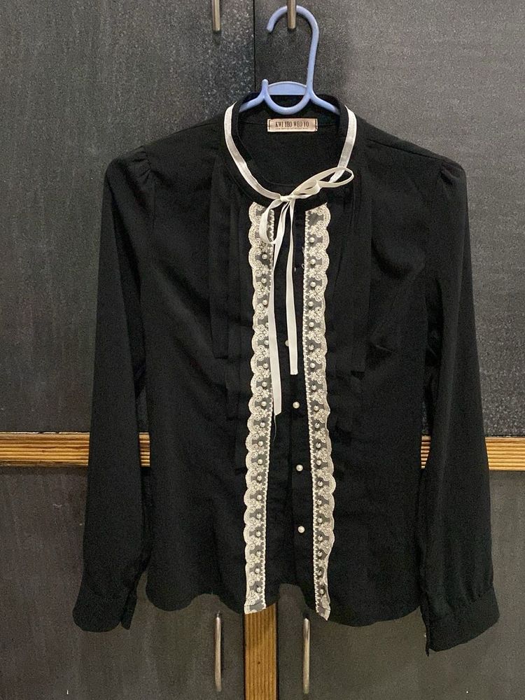 Fitted Black Maid Shirt