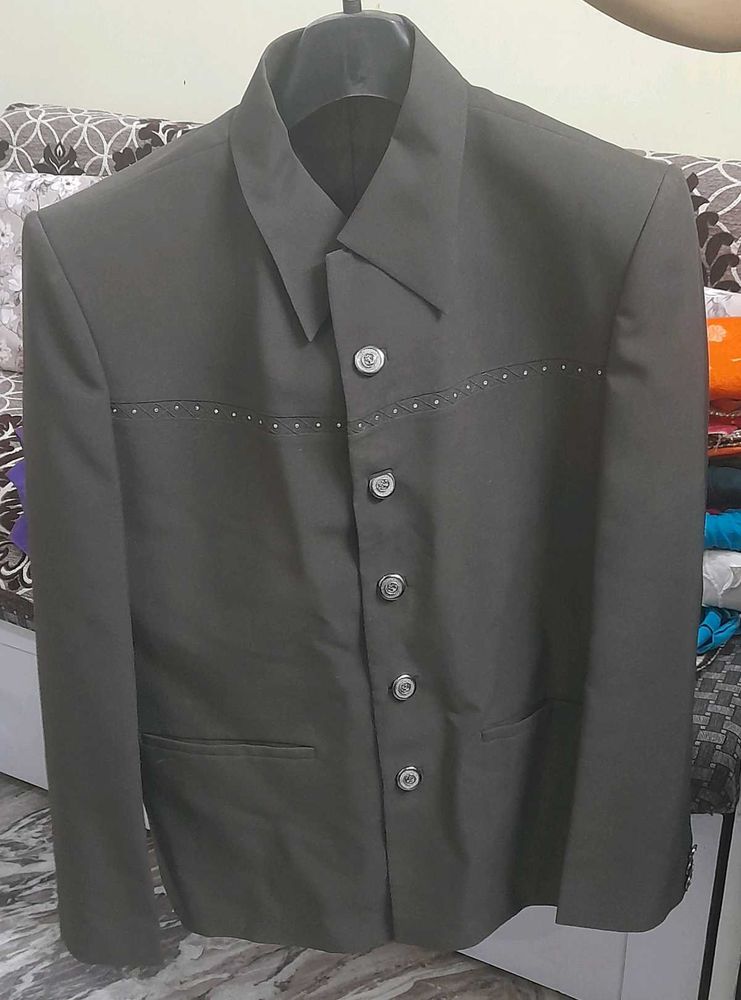 Unique Dark Olive Blazer with Pant