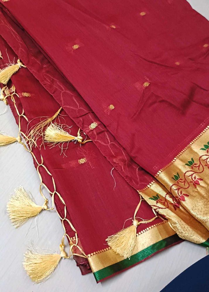 Traditional Maroon Silk Cotton Saree