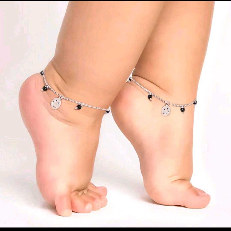 Giva 925 Real Silver Kids Smily Anklet (2 Pieces)