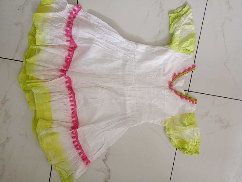 Girls' Dress - White &amp; Colorful