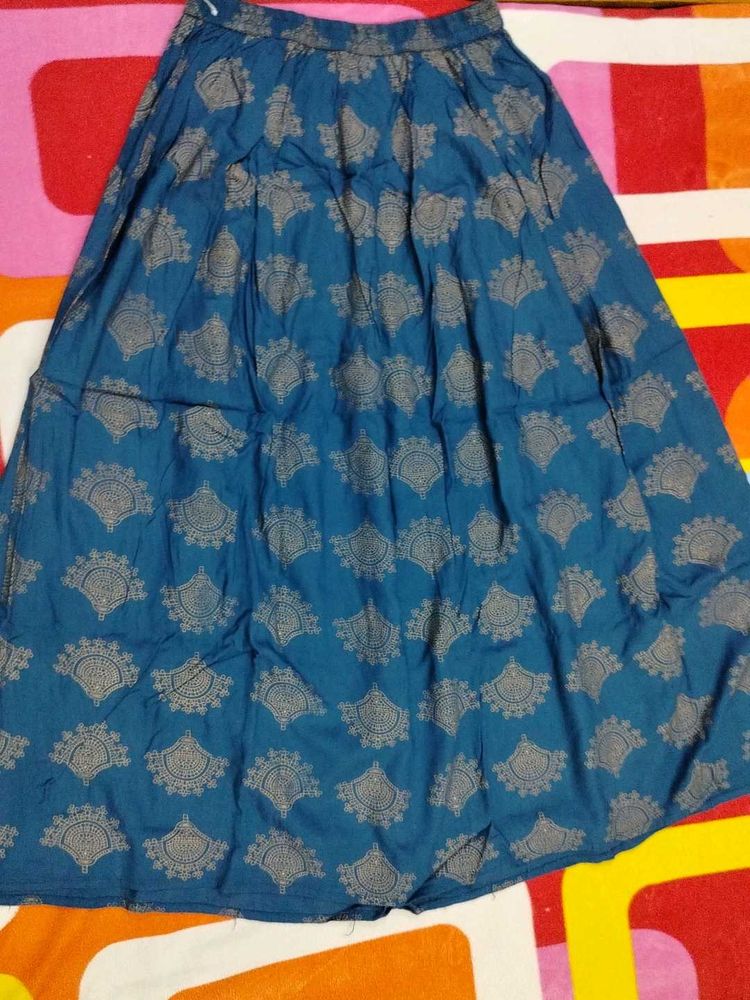 Blue Printed Long Skirt