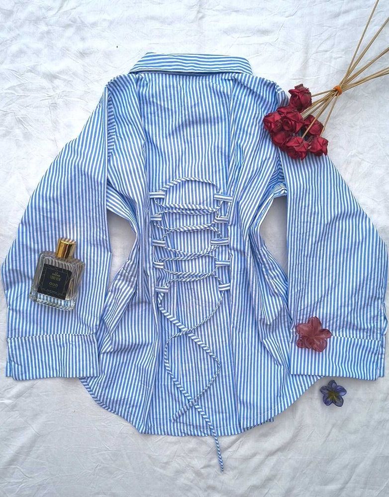 Corset Back Striped Shirt🫶🏻