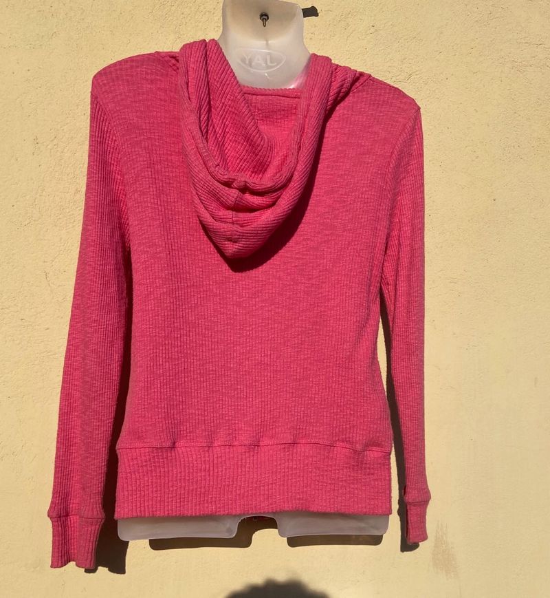 Knitted Pink Zip-Up Hoodie