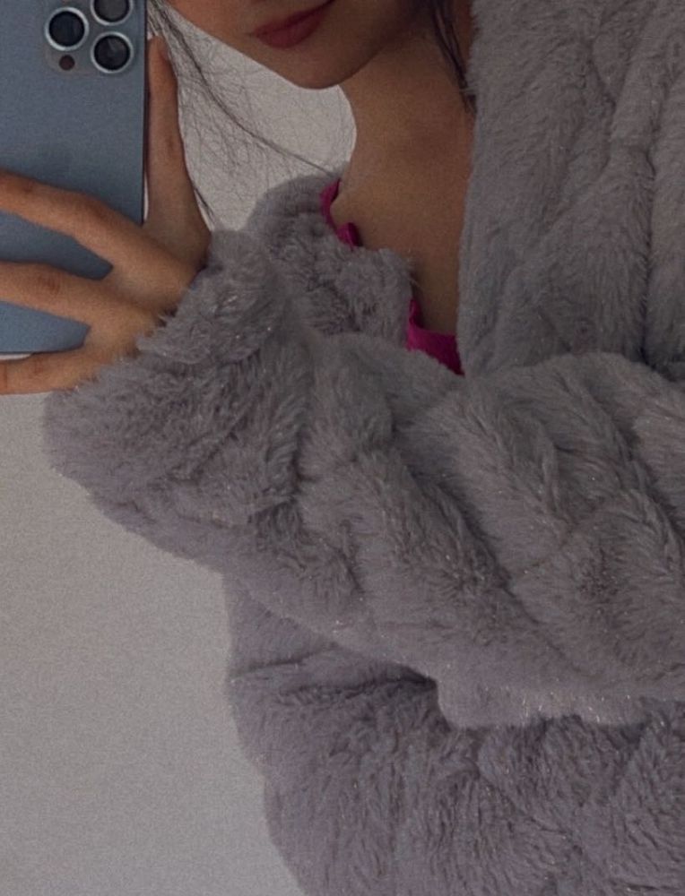 Cropped Grey Teddy Fluffy Fur Jacket