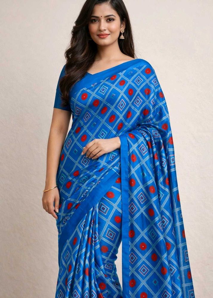 Elegant Blue Printed Saree