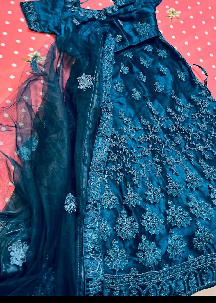 Teal Embroidered Lehenga