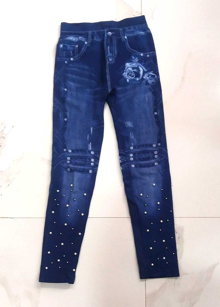Rose Print Embellished Jeggings