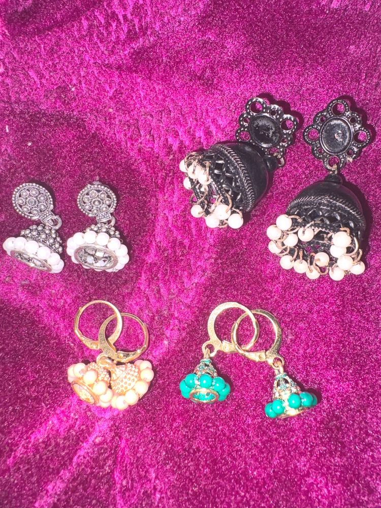 Earrings multicolor Jhumkas Set of 4