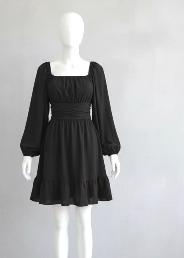 Elegant Black Long Sleeve Dress