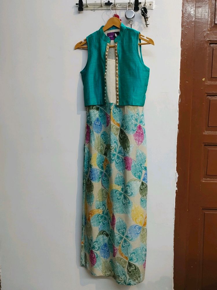 Kurti With Attached Shrug Studded