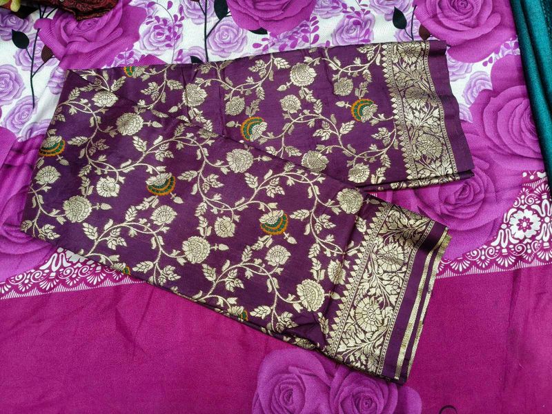 Purple Banarasi Floral Saree