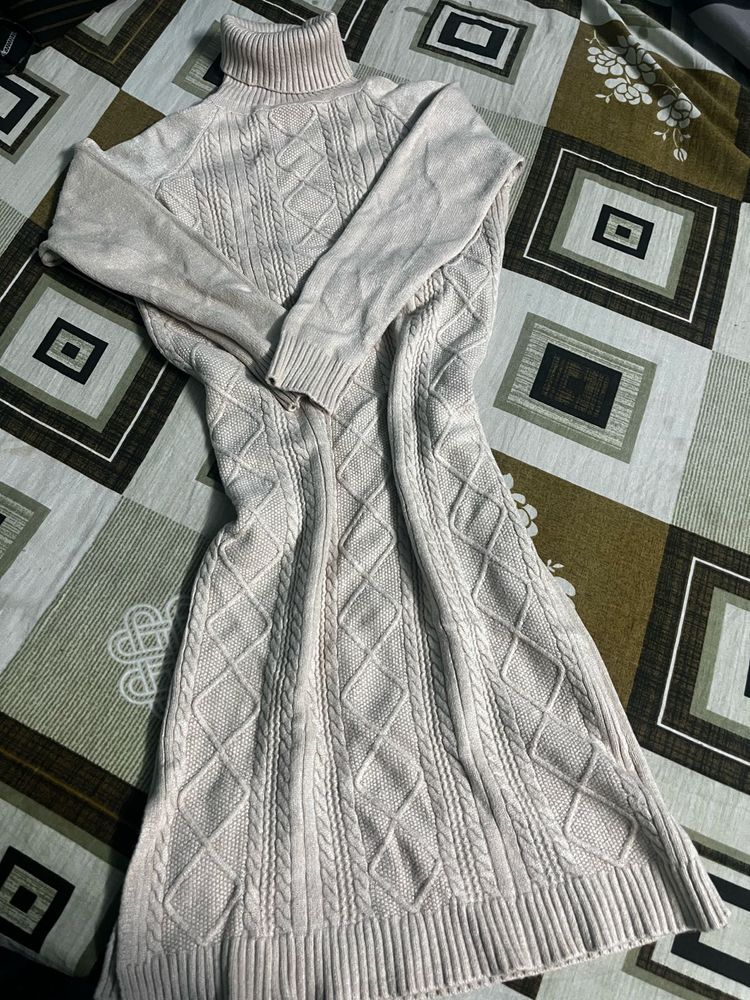 Cable Knit Turtleneck Dress