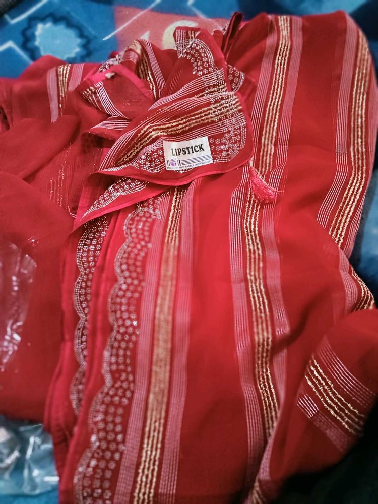 Elegant Red &amp; Gold Saree