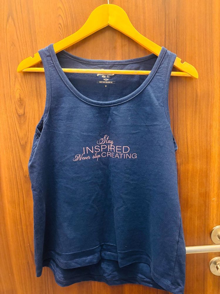 Navy Graphic Tank Top