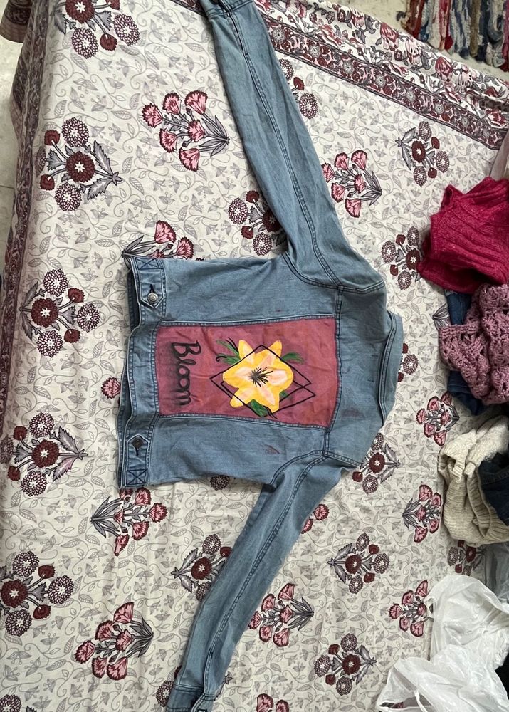 Beautiful Acrylic Work Denim Jacket !!!!