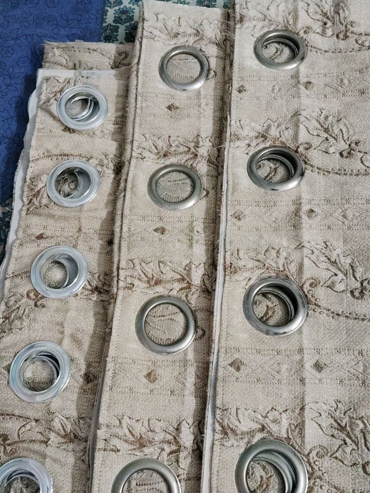 Beige Brown Curtains Set Of 3