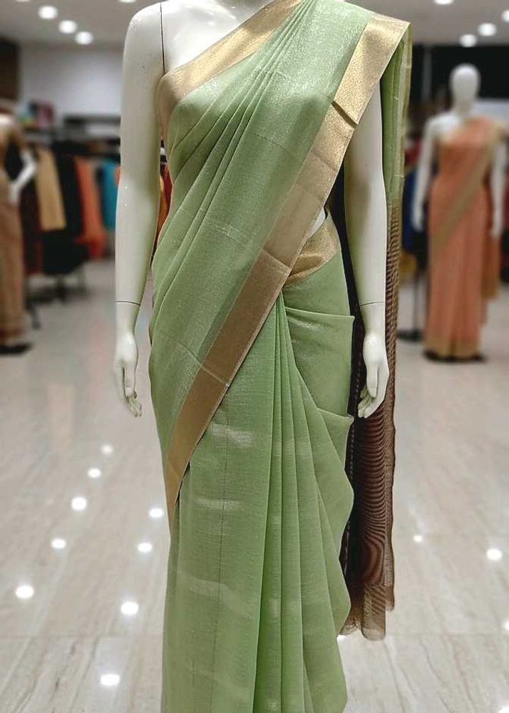 Elegant Green &amp; Gold Saree