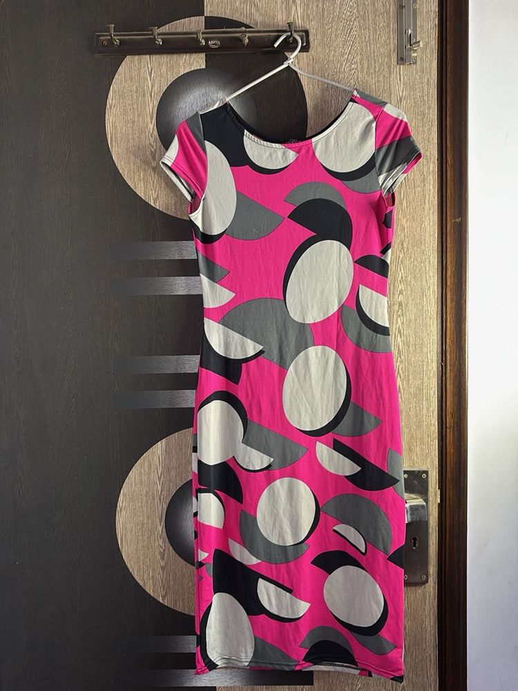 Pink Patterned Bodycon Dress