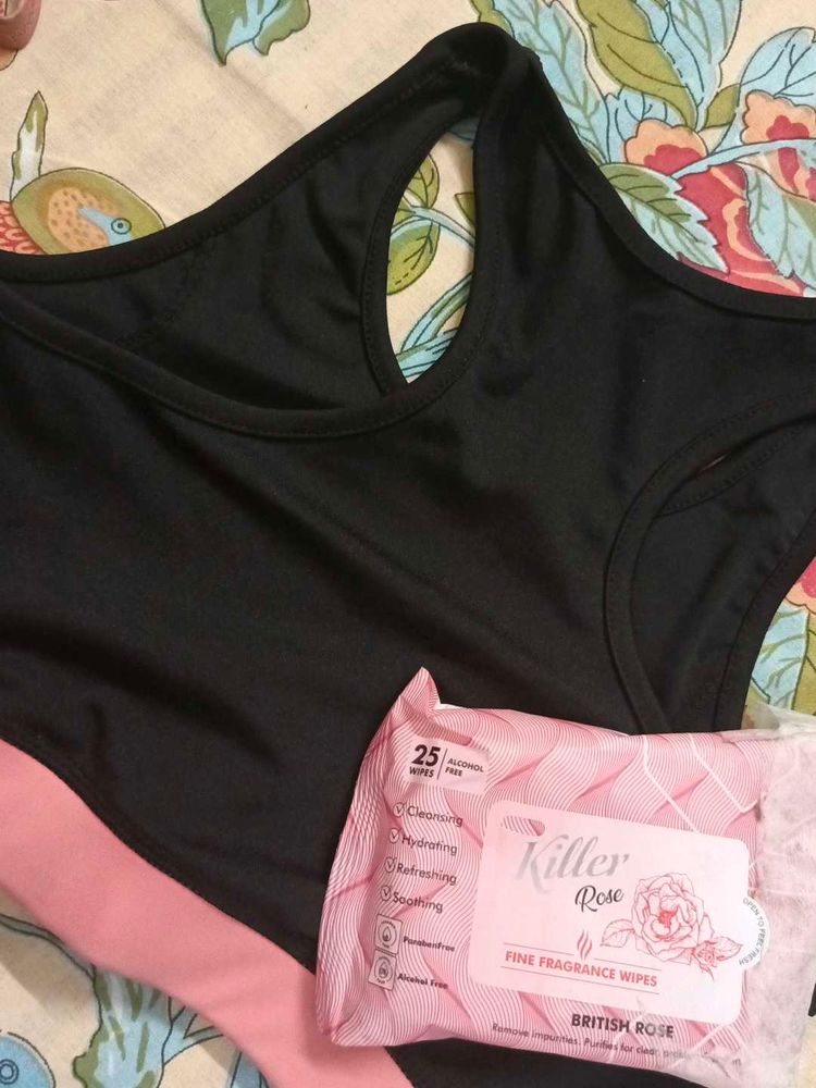 Combo Sports Bra With Face Wipes Tissues