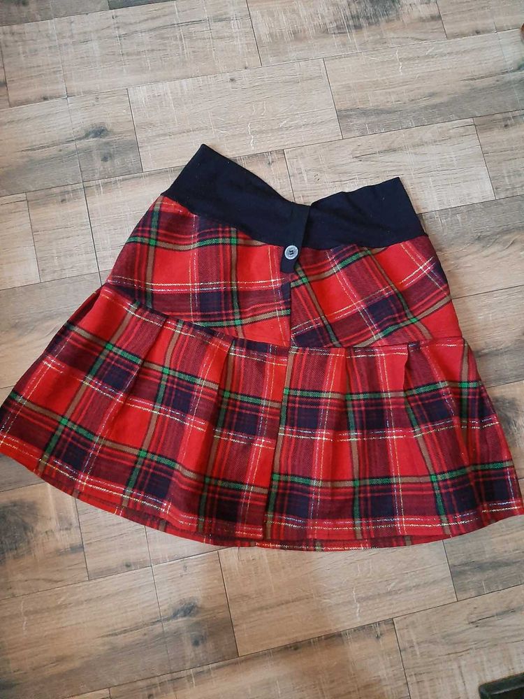Korean Y2k Red Checked Skirt