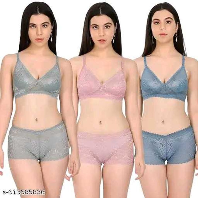 Non Padded Bra And Panty Set For Women